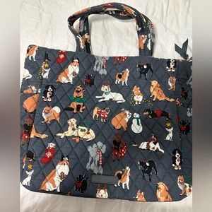 Vera Bradley Medium Zip Top Tote in Holiday Dogs